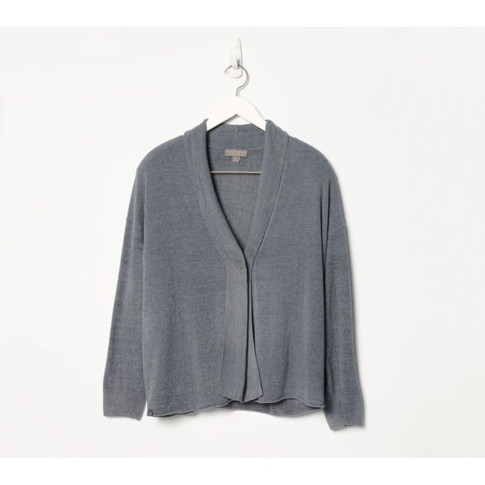 Barefoot Dreams Women's Top Sweater Sz L CozyChic Ultra Lite Button Gray